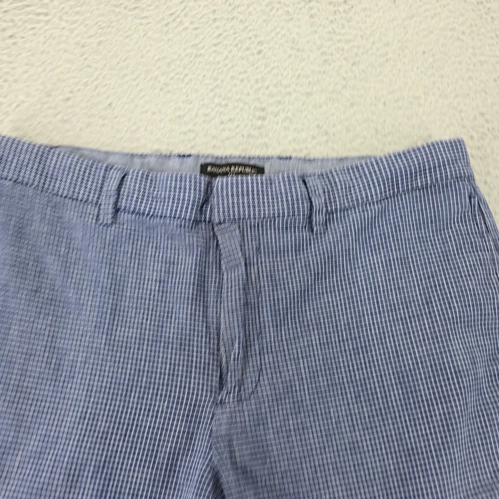 Banana Republic Shorts Mens 33‎ Blue Aiden Club Check Preppy Chino Flat Front